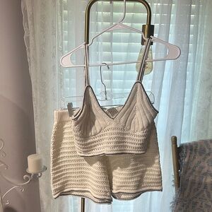 Wild Fable Cream Knit Bralette and Shorts Set